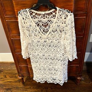 Off white lace cover up